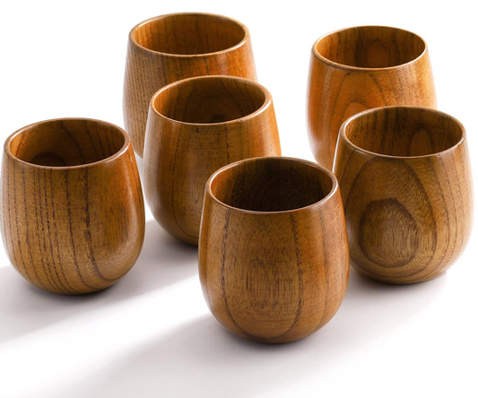 6 Pack Wooden Cups